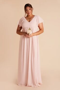 Hannah Empire Dress - Pale Blush -Cheap Plush Attire Store pale blush hannah plus size bridesmaid dress 01
