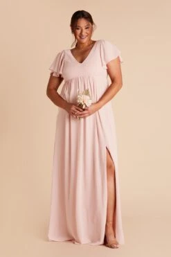 Hannah Empire Dress - Pale Blush -Cheap Plush Attire Store pale blush hannah plus size bridesmaid dress 02