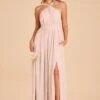 Kiko Chiffon Dress - Pale Blush 1 Kiko Chiffon Dress - Pale Blush -Cheap Plush Attire Store pale blush kiko slit bridesmaid dress 01