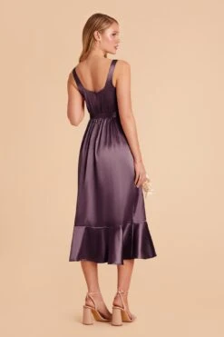 Eugenia Shiny Satin Convertible Midi Dress - Plum -Cheap Plush Attire Store plum eugenia convertible satin bridesmaid dress 05