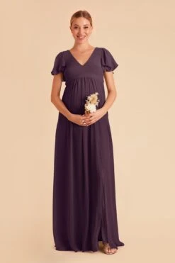Hannah Empire Dress - Plum -Cheap Plush Attire Store plum hannah maternity bridesmaid dress 01