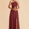 Juliet Chiffon Dress - Rosewood 2 Juliet Chiffon Dress - Rosewood -Cheap Plush Attire Store rosewood juliet slit bridesmaid dress 02