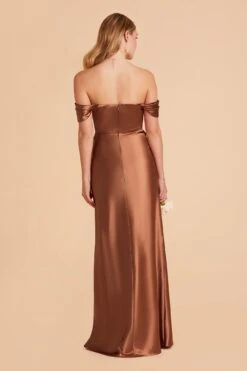 Mia Shiny Satin Convertible Dress - Rust -Cheap Plush Attire Store rust mia convertible satin bridesmaid dress 01