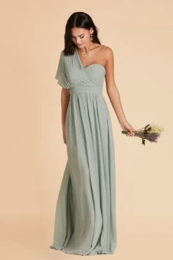 Grace Convertible Dress - Sage -Cheap Plush Attire Store sage grace convertible chiffon bridesmaid dress 02
