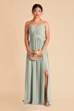 Grace Convertible Dress - Sage -Cheap Plush Attire Store sage grace convertible slit chiffon bridesmaid dress 01