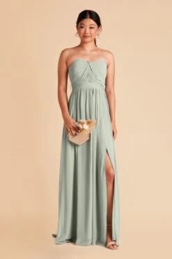 Grace Convertible Dress - Sage -Cheap Plush Attire Store sage grace convertible slit chiffon bridesmaid dress 02