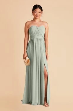 Grace Convertible Dress - Sage -Cheap Plush Attire Store sage grace convertible slit chiffon bridesmaid dress 03