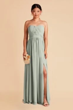 Grace Convertible Dress - Sage -Cheap Plush Attire Store sage grace convertible slit chiffon bridesmaid dress 04