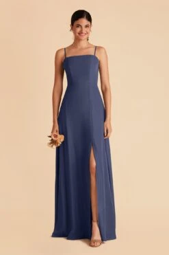 Chris Convertible Chiffon Dress - Slate Blue -Cheap Plush Attire Store slate blue chris convertible bridesmaid dress 01