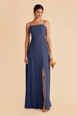 Chris Convertible Chiffon Dress - Slate Blue -Cheap Plush Attire Store slate blue chris convertible bridesmaid dress 02