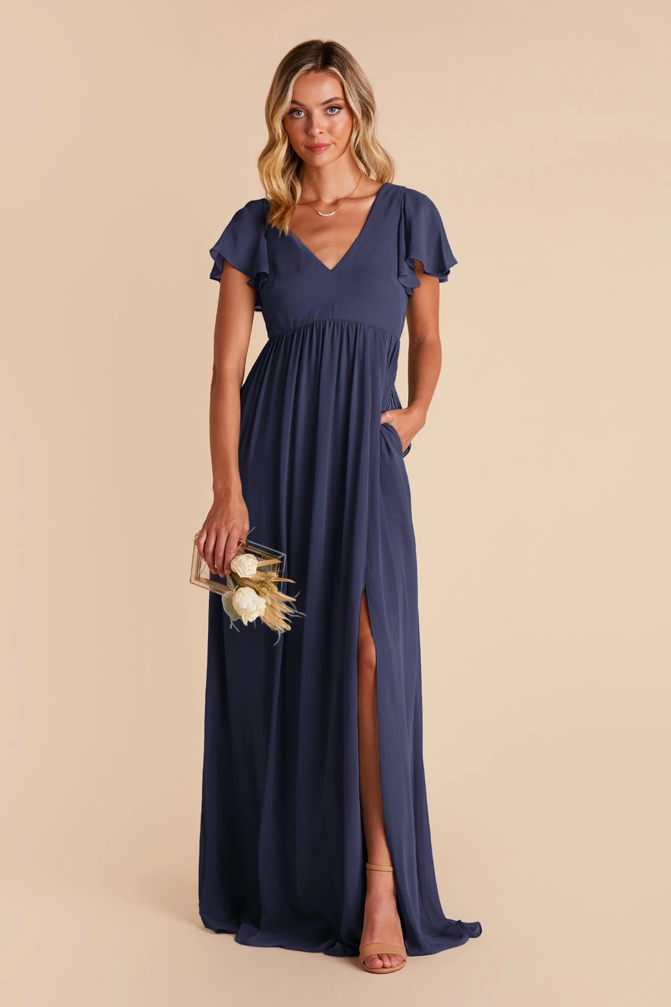 Hannah Empire Dress - Slate Blue 6 Hannah Empire Dress - Slate Blue - Image 4