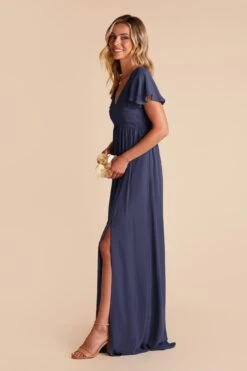 Hannah Empire Dress - Slate Blue 14 Hannah Empire Dress - Slate Blue -Cheap Plush Attire Store slate blue hannah bridesmaid dress 05