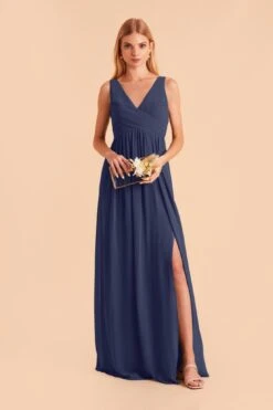 Laurie Empire Dress - Slate Blue 13 Laurie Empire Dress - Slate Blue -Cheap Plush Attire Store slate blue laurie slit bridesmaid dress 02