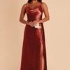Lisa Long Shiny Satin Dress - Spice 1 Lisa Long Shiny Satin Dress - Spice -Cheap Plush Attire Store spice lisa slit satin bridesmaid dress 01