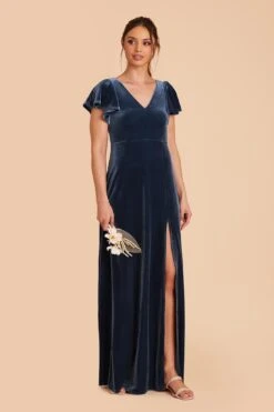 Hannah Velvet Dress - Storm Blue 14 Hannah Velvet Dress - Storm Blue -Cheap Plush Attire Store storm blue hannah velvet bridesmaid dress 02