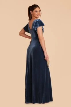 Hannah Velvet Dress - Storm Blue 17 Hannah Velvet Dress - Storm Blue -Cheap Plush Attire Store storm blue hannah velvet bridesmaid dress 06