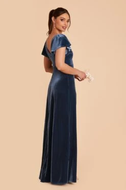 Hannah Velvet Dress - Storm Blue 16 Hannah Velvet Dress - Storm Blue -Cheap Plush Attire Store storm blue hannah velvet bridesmaid dress 07