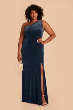 Kira Velvet Dress - Storm Blue 19 Kira Velvet Dress - Storm Blue -Cheap Plush Attire Store storm blue kira velvet plus size bridesmaid dress 02