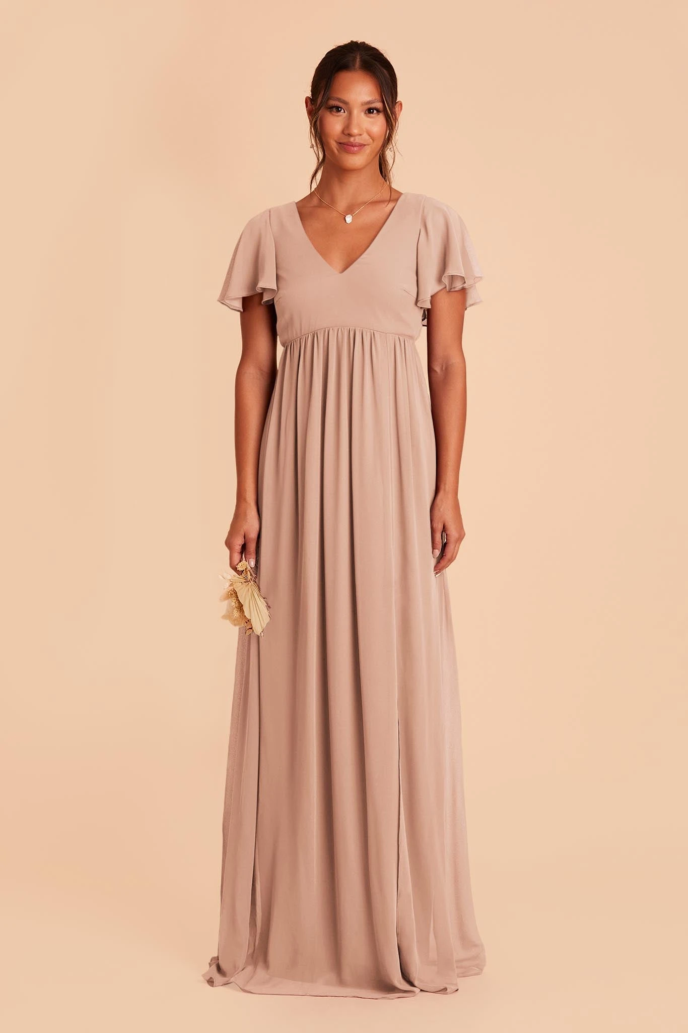 Hannah Empire Dress - Taupe 7 Hannah Empire Dress - Taupe - Image 5