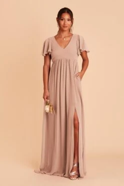 Hannah Empire Dress - Taupe 12 Hannah Empire Dress - Taupe -Cheap Plush Attire Store taupe hannah bridesmaid dress 02