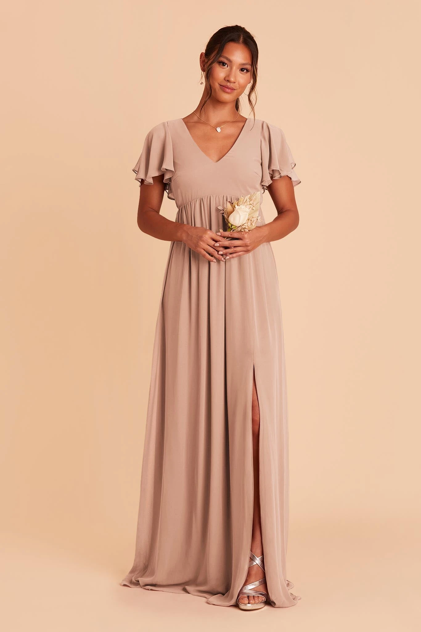 Hannah Empire Dress - Taupe 3 Hannah Empire Dress - Taupe