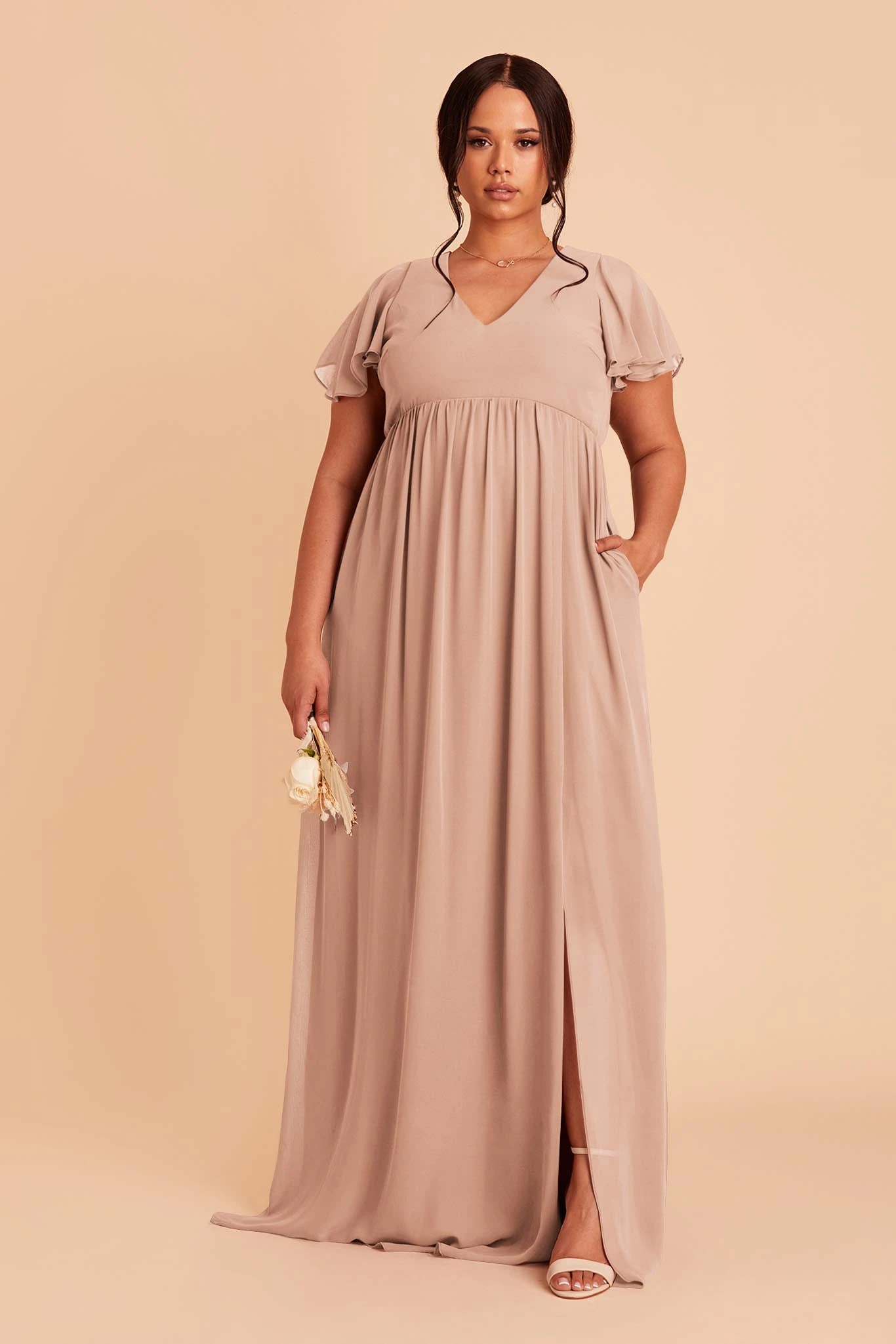 Hannah Empire Dress - Taupe 9 Hannah Empire Dress - Taupe - Image 7
