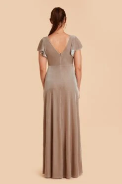 Hannah Velvet Dress - Taupe 14 Hannah Velvet Dress - Taupe -Cheap Plush Attire Store taupe hannah velvet bridesmaid dress 04