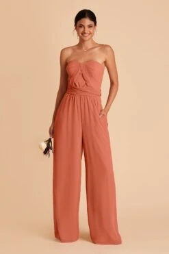Gigi Convertible Jumpsuit - Terracotta -Cheap Plush Attire Store terracotta gigi convertible bridesmaid jumpsuit 01
