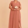 Hannah Empire Dress - Terracotta -Cheap Plush Attire Store terracotta hannah plus size bridesmaid dress 01