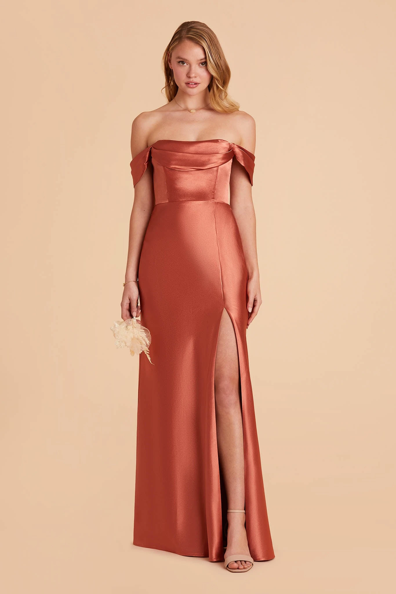 Mia Shiny Satin Convertible Dress - Terracotta 11 Mia Shiny Satin Convertible Dress - Terracotta - Image 9