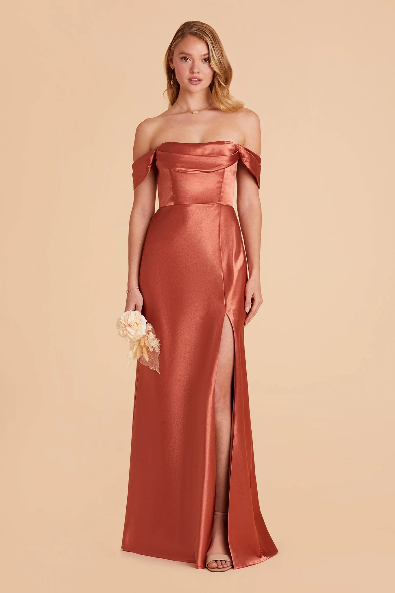 Mia Shiny Satin Convertible Dress - Terracotta 5 Mia Shiny Satin Convertible Dress - Terracotta - Image 3