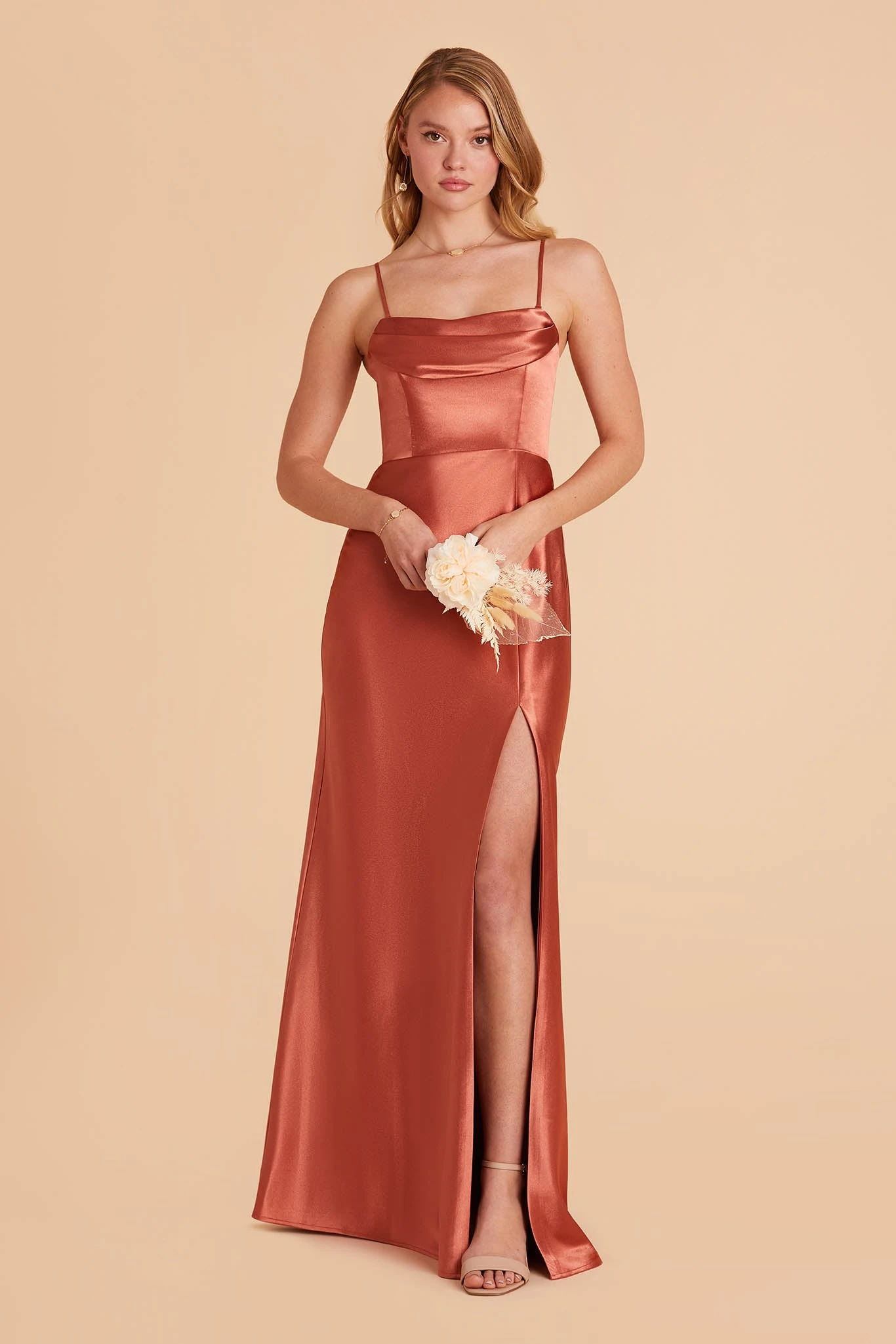 Mia Shiny Satin Convertible Dress - Terracotta 7 Mia Shiny Satin Convertible Dress - Terracotta - Image 5