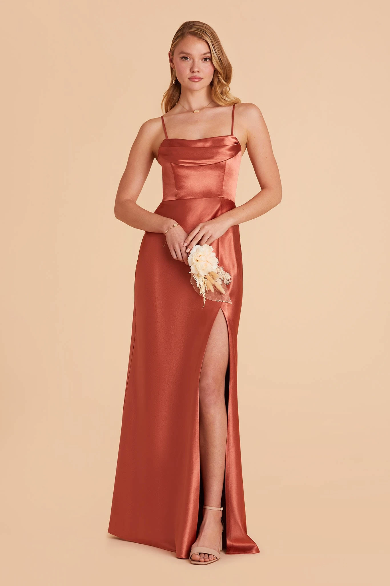 Mia Shiny Satin Convertible Dress - Terracotta 10 Mia Shiny Satin Convertible Dress - Terracotta - Image 8