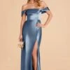 Mia Shiny Satin Convertible Dress - Twilight